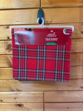 Santa's Workshop Red Plaid Table Runner